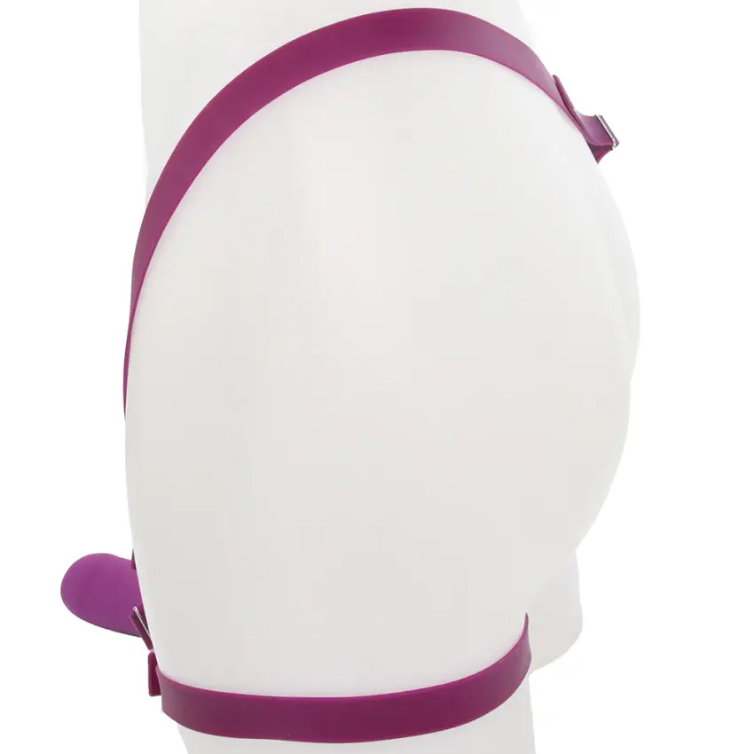 ME2 Rumbler Vibrating Silicone Strap-On in Purple - Image 4